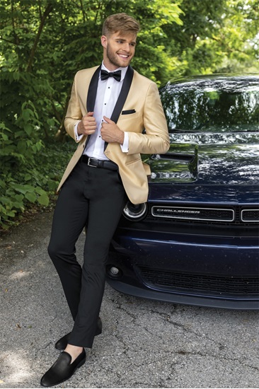 black and gold prom tuxedo